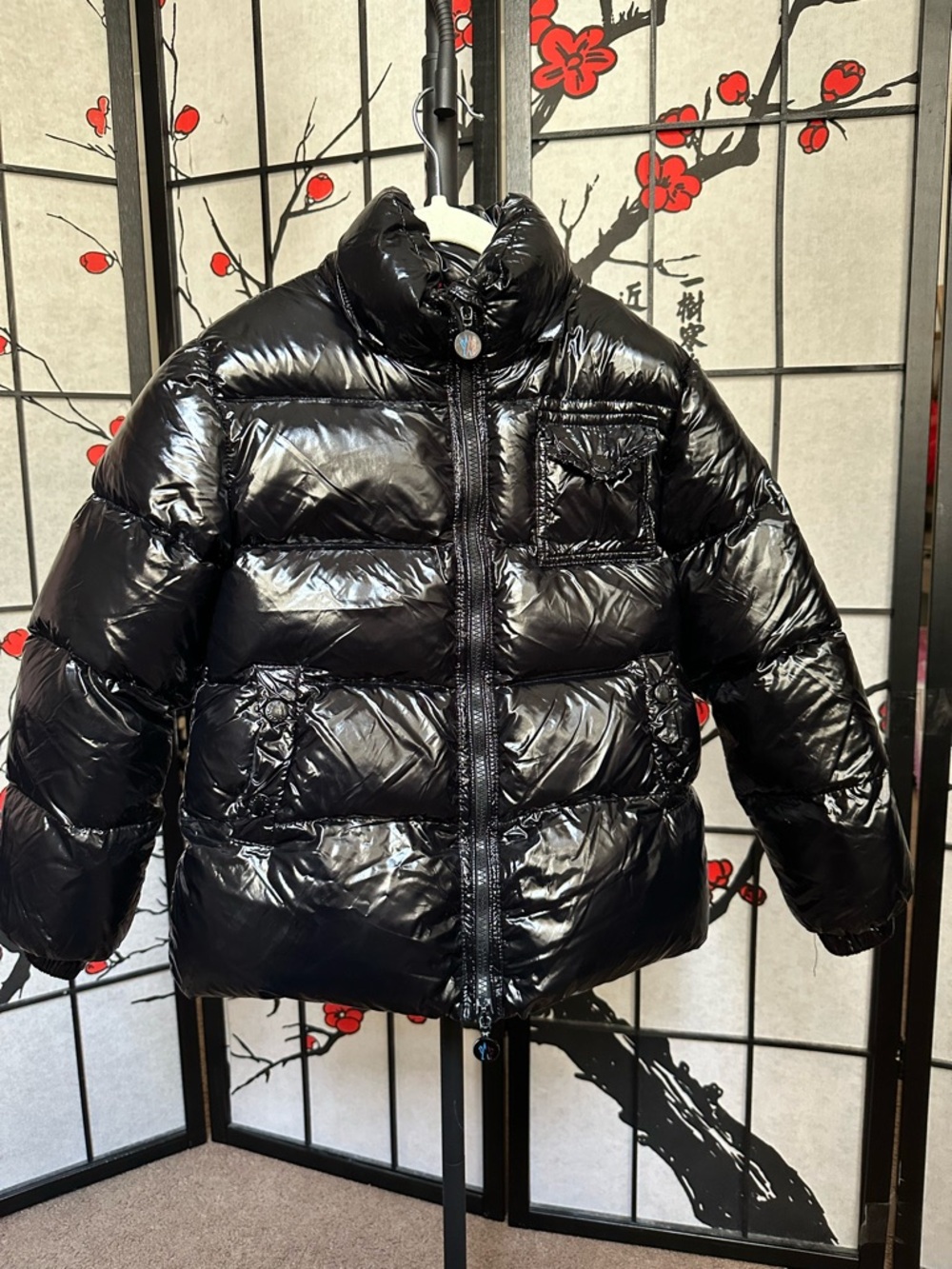 Moncler Kids Shiny Black Puffer Jacket